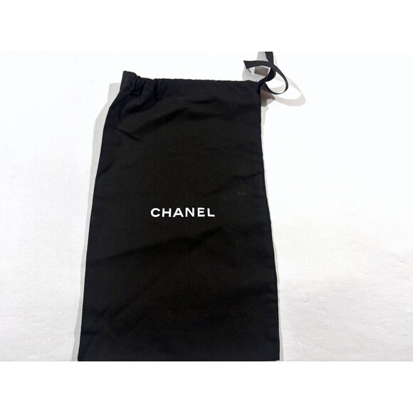 Chanel Dust Bag 13 x 7 in Black Ribbon Drawstring Cotton Shoe Jewelry Storage - Picture 2 of 7
